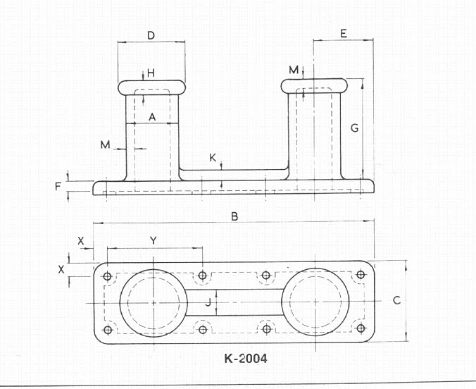 Double Bitt Straight Bollard